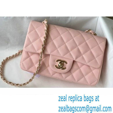 Chanel Small Classic Flap Handbag A01116 in Caviar Leather Nude Pink/Gold