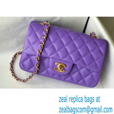 Chanel Small Classic Flap Handbag A01116 in Caviar Leather Purple/Gold