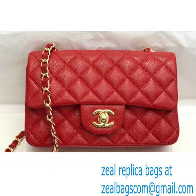 Chanel Small Classic Flap Handbag A01116 in Caviar Leather Red/Gold