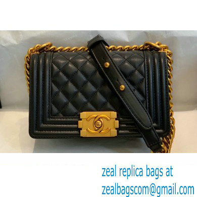 Chanel Small LE BOY Handbag A67085 in Lambskin Black/Aged Gold