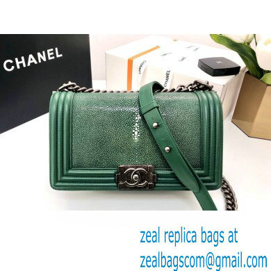 Chanel green pearl le boy bag with silver hardware