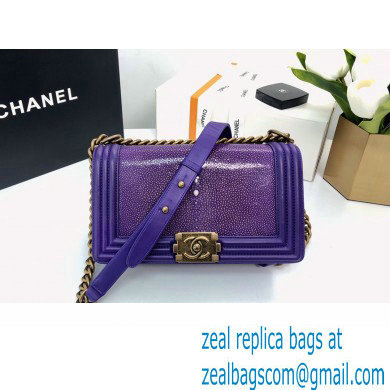 Chanel purple pearl le boy bag with gold hardware