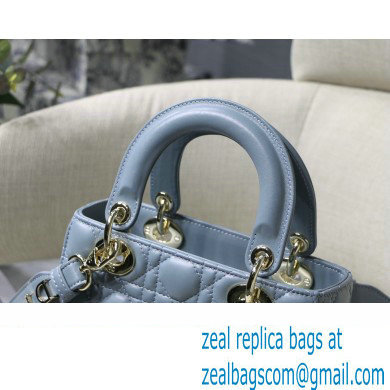 Dior Lady Dior Mini Bag With Lambskin Leather In Light Blue