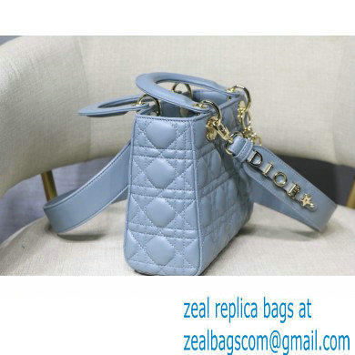 Dior Lady Dior Mini Bag With Lambskin Leather In Light Blue