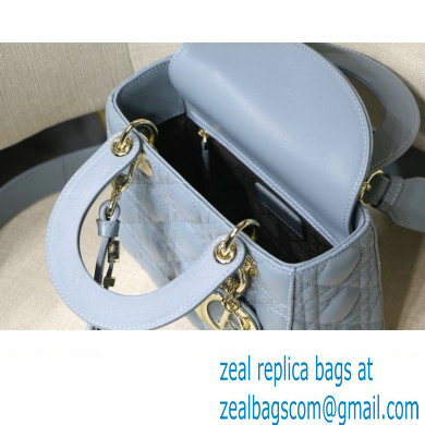 Dior Lady Dior Mini Bag With Lambskin Leather In Light Blue - Click Image to Close