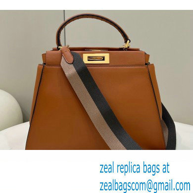 Fendi Peekaboo Iconic Medium Bag Caramel in Calfskin Leather with FF Lining