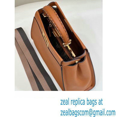 Fendi Peekaboo Iconic Medium Bag Caramel in Calfskin Leather with FF Lining