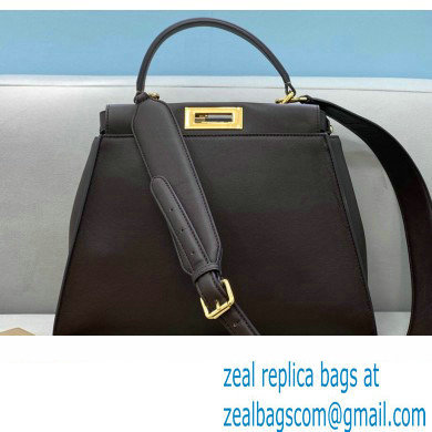 Fendi Peekaboo Iconic Medium Bag in Leather Coffee with Stripe Lining