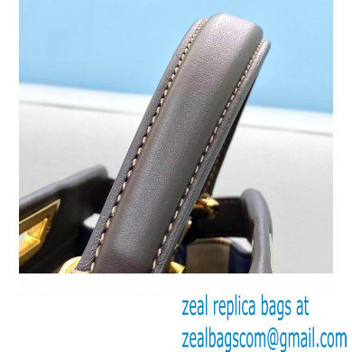 Fendi Peekaboo Iconic Medium Bag in Leather Coffee with Stripe Lining
