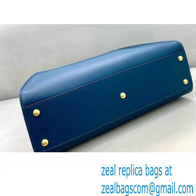 Fendi Peekaboo Iconic Medium Bag in Leather Dark Blue with Stripe Lining - Click Image to Close