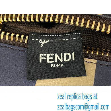 Fendi Peekaboo Iconic Medium Bag in Leather Dark Blue with Stripe Lining - Click Image to Close