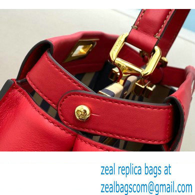 Fendi Peekaboo Iconic Medium Bag in Leather Red with Stripe Lining