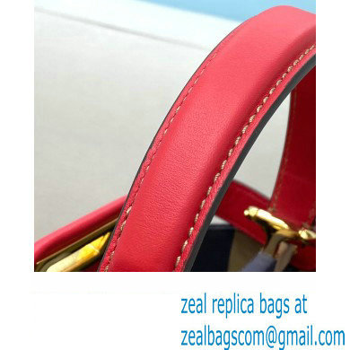 Fendi Peekaboo Iconic Medium Bag in Leather Red with Stripe Lining - Click Image to Close