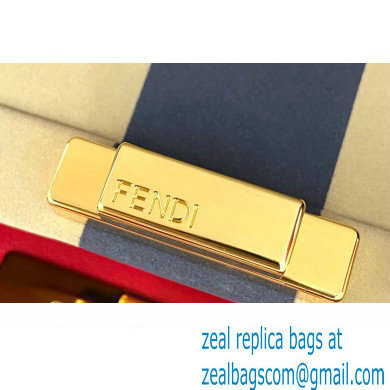 Fendi Peekaboo Iconic Medium Bag in Leather Red with Stripe Lining - Click Image to Close