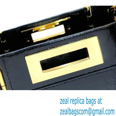 Fendi Peekaboo Iconic Medium Bag in Vintage Effect Lambskin Black