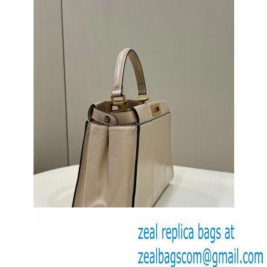 Fendi Peekaboo Iconic Medium Bag in Vintage Effect Lambskin Creamy