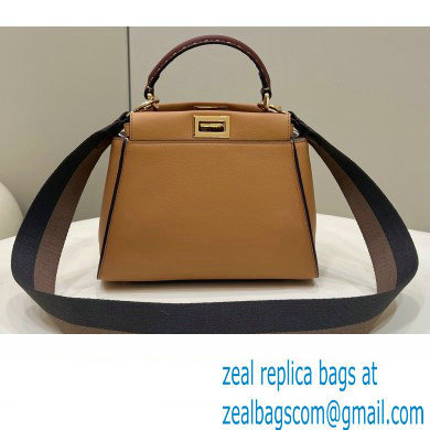 Fendi Peekaboo Iconic Mini Bag Brown in Calfskin Leather with FF Lining - Click Image to Close