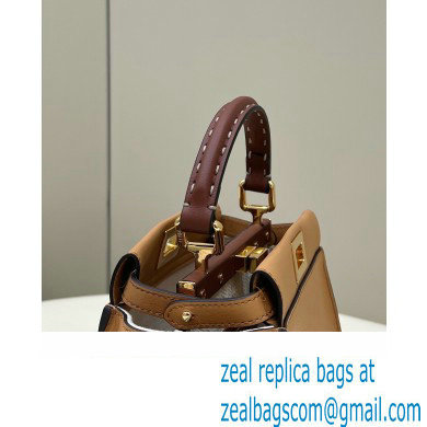 Fendi Peekaboo Iconic Mini Bag Brown in Calfskin Leather with FF Lining - Click Image to Close
