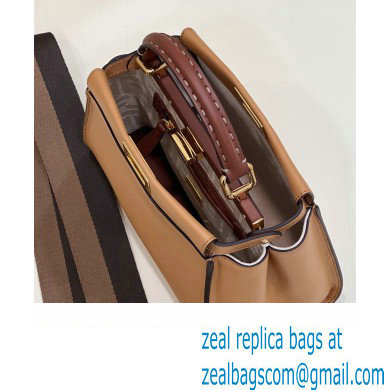 Fendi Peekaboo Iconic Mini Bag Brown in Calfskin Leather with FF Lining - Click Image to Close