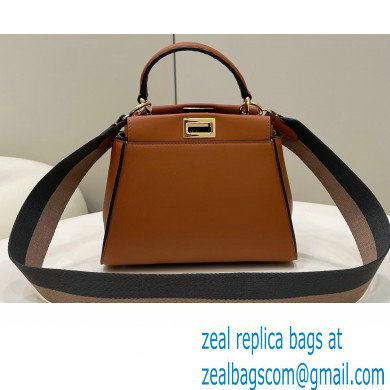 Fendi Peekaboo Iconic Mini Bag Caramel in Calfskin Leather with FF Lining