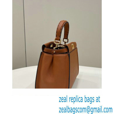 Fendi Peekaboo Iconic Mini Bag Caramel in Calfskin Leather with FF Lining - Click Image to Close