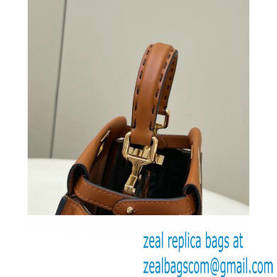 Fendi Peekaboo Iconic Mini Bag Caramel in Calfskin Leather with FF Lining