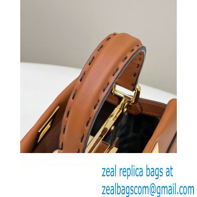 Fendi Peekaboo Iconic Mini Bag Caramel in Calfskin Leather with FF Lining - Click Image to Close