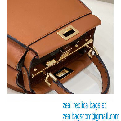 Fendi Peekaboo Iconic Mini Bag Caramel in Calfskin Leather with FF Lining - Click Image to Close