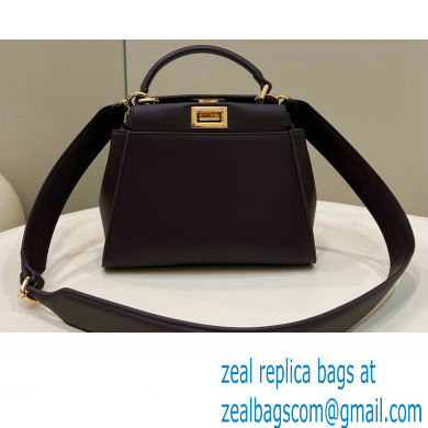 Fendi Peekaboo Iconic Mini Bag Coffee in Calfskin Leather with FF Lining - Click Image to Close