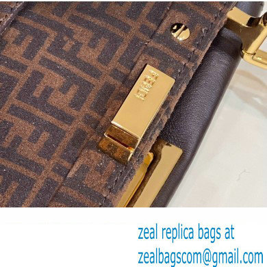 Fendi Peekaboo Iconic Mini Bag Coffee in Calfskin Leather with FF Lining - Click Image to Close