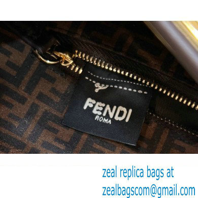 Fendi Peekaboo Iconic Mini Bag Coffee in Calfskin Leather with FF Lining - Click Image to Close