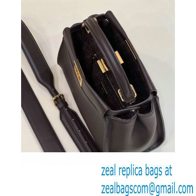 Fendi Peekaboo Iconic Mini Bag Coffee in Calfskin Leather with FF Lining