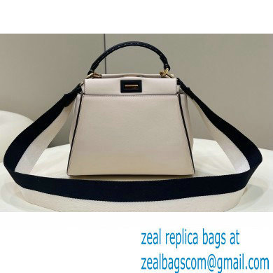 Fendi Peekaboo Iconic Mini Bag Creamy/Black in Calfskin Leather with FF Lining