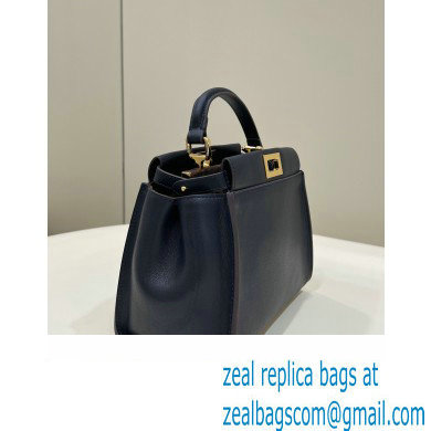Fendi Peekaboo Iconic Mini Bag Dark Blue in Calfskin Leather with FF Lining