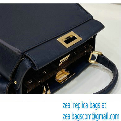 Fendi Peekaboo Iconic Mini Bag Dark Blue in Calfskin Leather with FF Lining
