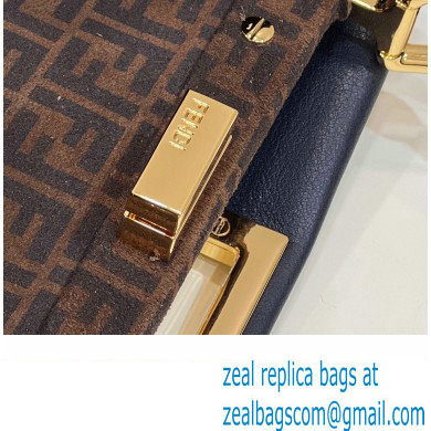 Fendi Peekaboo Iconic Mini Bag Dark Blue in Calfskin Leather with FF Lining