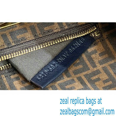 Fendi Peekaboo Iconic Mini Bag Dark Blue in Calfskin Leather with FF Lining