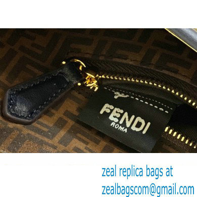 Fendi Peekaboo Iconic Mini Bag Dark Blue in Calfskin Leather with FF Lining