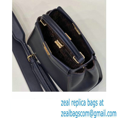 Fendi Peekaboo Iconic Mini Bag Dark Blue in Calfskin Leather with FF Lining
