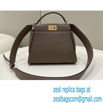 Fendi Peekaboo Iconic Mini Bag Dark Gray in Calfskin Leather with FF Lining