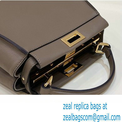 Fendi Peekaboo Iconic Mini Bag Dark Gray in Calfskin Leather with FF Lining