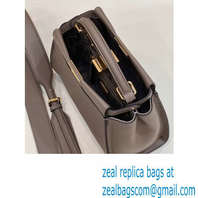 Fendi Peekaboo Iconic Mini Bag Dark Gray in Calfskin Leather with FF Lining