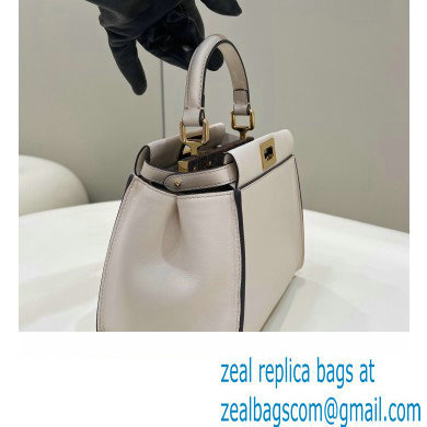 Fendi Peekaboo Iconic Mini Bag in Calfskin Leather Creamy with FF Lining - Click Image to Close