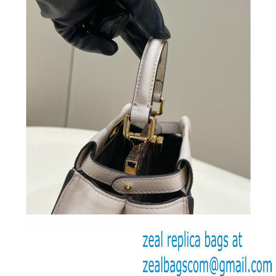 Fendi Peekaboo Iconic Mini Bag in Calfskin Leather Creamy with FF Lining