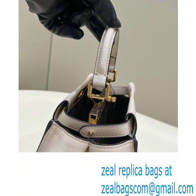 Fendi Peekaboo Iconic Mini Bag in Calfskin Leather Creamy with FF Lining - Click Image to Close