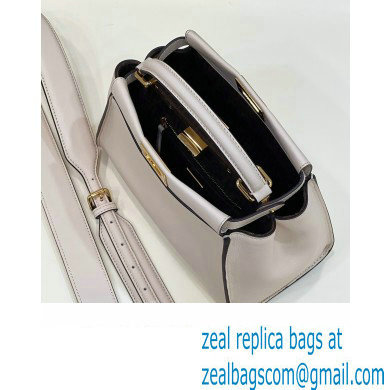 Fendi Peekaboo Iconic Mini Bag in Calfskin Leather Creamy with FF Lining