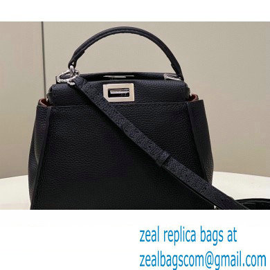 Fendi Peekaboo Iconic Mini Bag in Grain Leather Black