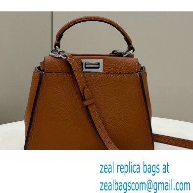 Fendi Peekaboo Iconic Mini Bag in Grain Leather Brown