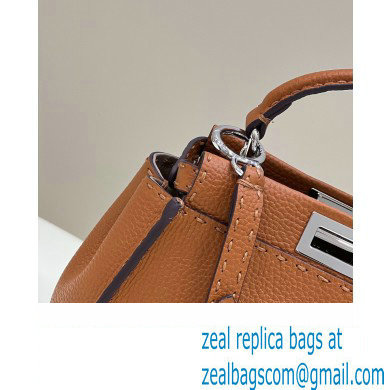 Fendi Peekaboo Iconic Mini Bag in Grain Leather Brown