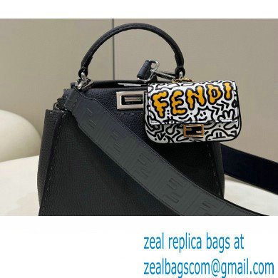 Fendi Peekaboo Iconic Mini Bag in Grain Leather Dark Gray - Click Image to Close